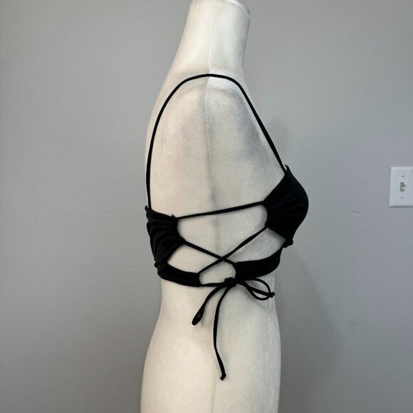 Frankies Bikinis Women's Strappy London‎ Bikini Top Side Tie Black Size Medium - Picture 5 of 9